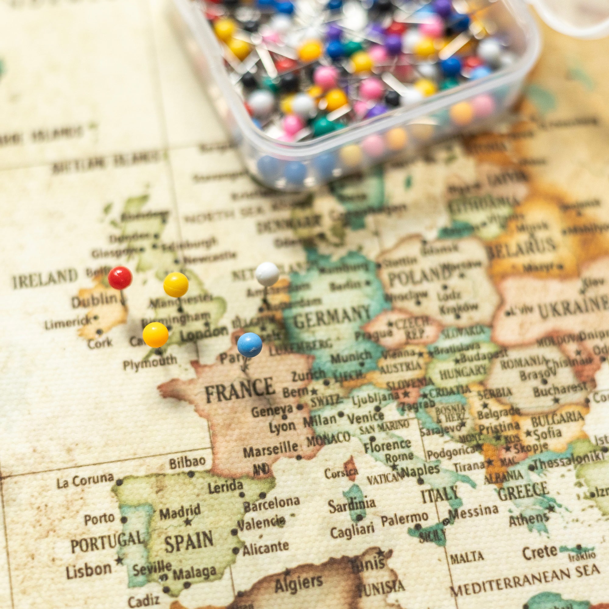 Push Pin World Map, Rustic Explorer
