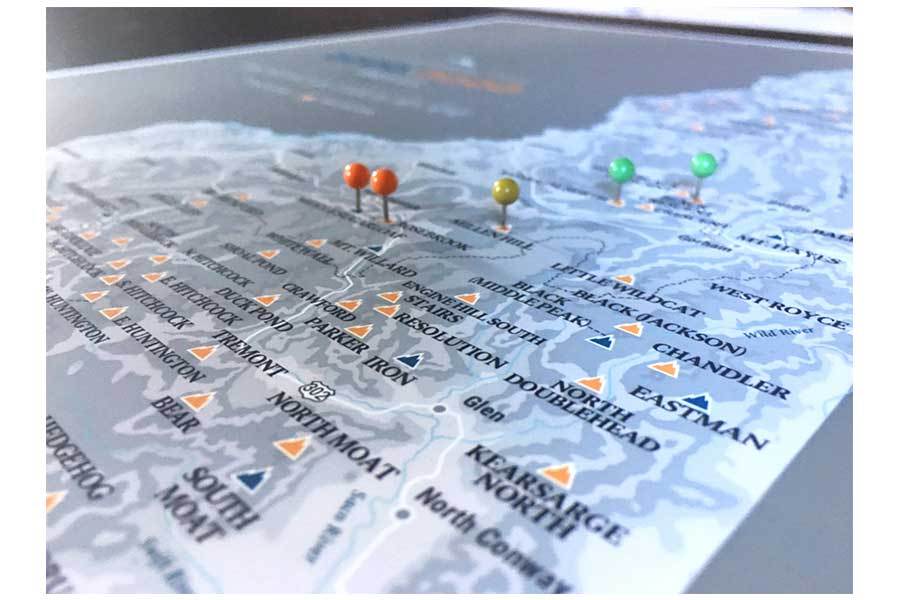 New Hampshire 2000, 3000 &amp; 4000 Footer Canvas, White Mountains Map World Vibe Studio 