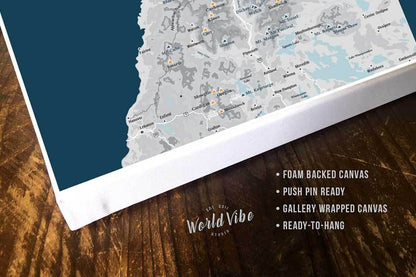 New Hampshire 2000, 3000 &amp; 4000 Footer Canvas, White Mountains Map World Vibe Studio 