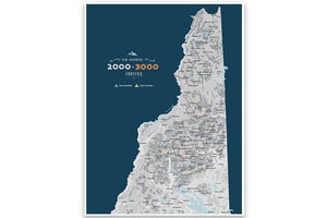 NH 2000 and 3000 Footer Wall Art Canvas, White Mountains Map World Vibe Studio 12X16 navy-gray 
