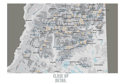 NH 2000 and 3000 Footer Wall Art Canvas, White Mountains Map World Vibe Studio 