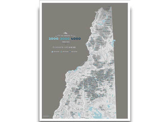 New Hampshire 4000 Footers, Includes 3000 and 2000 Footers, Poster, Many sizes Map World Vibe Studio 18X24 