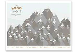 New Hampshire 4000 Footer Canvas Roll, White Mountains decor Map World Vibe Studio 18X24 ski-gray 