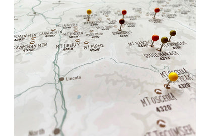 New Hampshire Map, 4000 footer 48 peaks, Canvas, Push Pin Map Map World Vibe Studio 
