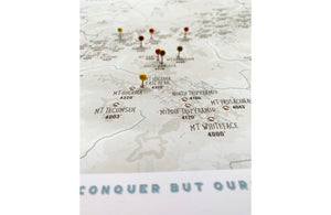 New Hampshire Map, 4000 footer 48 peaks, Canvas, Push Pin Map Map World Vibe Studio 