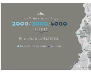 New Hampshire 4000 Footers, Includes 3000 and 2000 Footers, Poster, Many sizes Map World Vibe Studio 