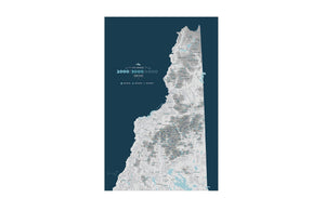 New Hampshire 4000 Footers, Includes 3000 and 2000 Footers, Poster, Many sizes Map World Vibe Studio 12X18 Navy 