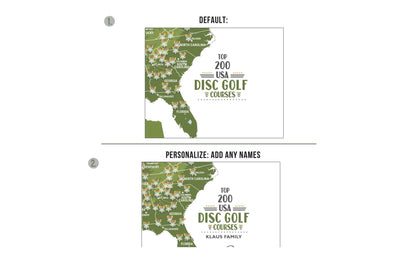 Disc Golf Course Map, Custom Disc Golf Course Map OF USA, Unframed Map World Vibe Studio 