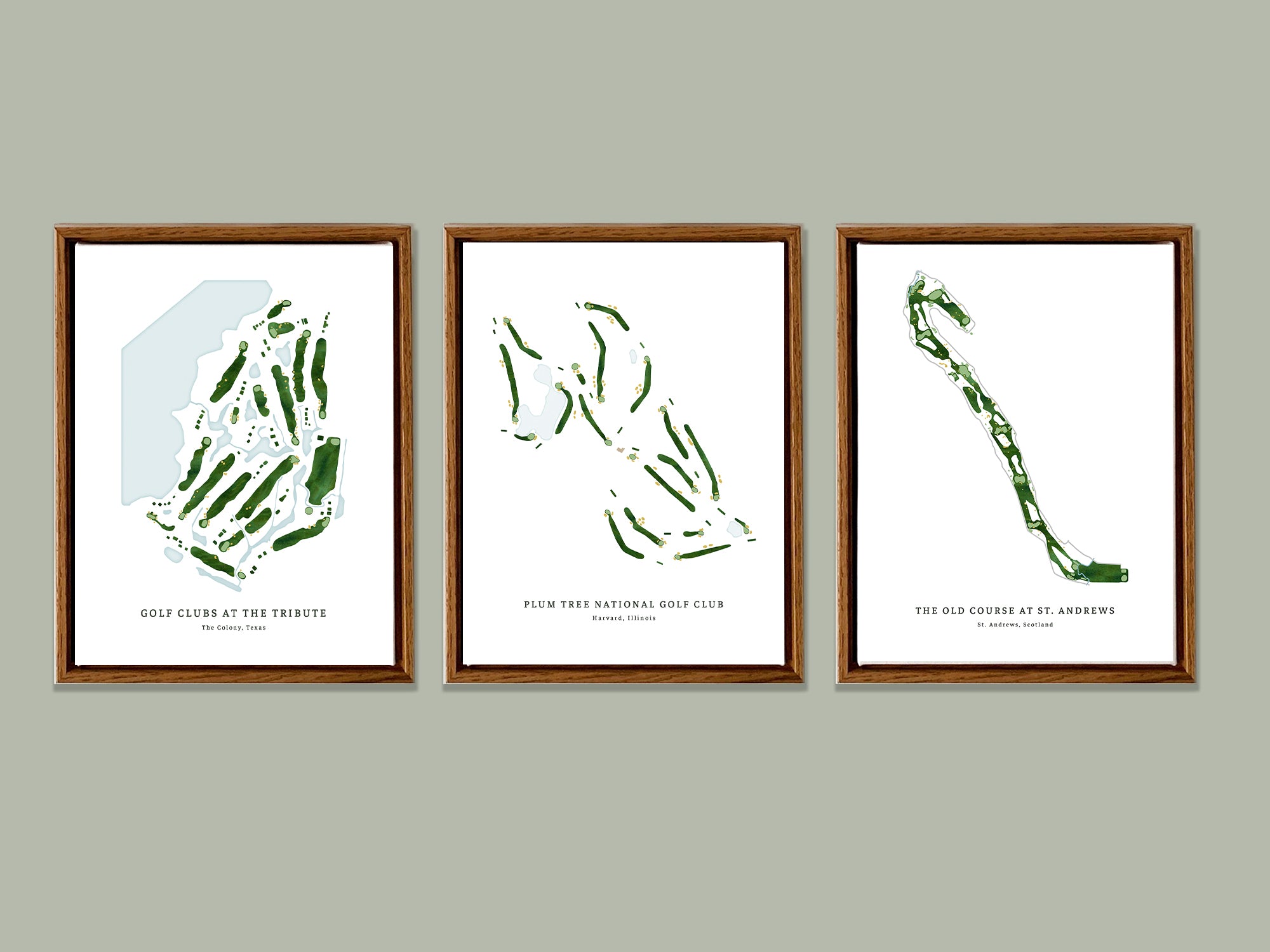 Custom Golf Maps, Framed Canvas Option, Golf Course Wall Art, CANVAS Map World Vibe Studio 