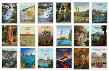 National Parks POSTCARD SIZE, 63 US National Parks, Unframed World Vibe Studio 