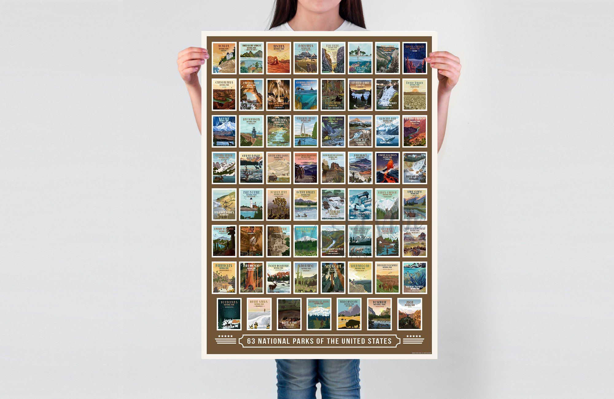 National Park Poster, All-In-One, National Park Wall Decor, National Park Wall Art, Unframed Map World Vibe Studio 