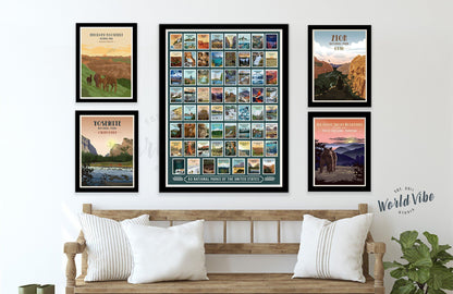 National Park Poster, All-In-One, National Park Wall Decor, National Park Wall Art, Unframed Map World Vibe Studio 