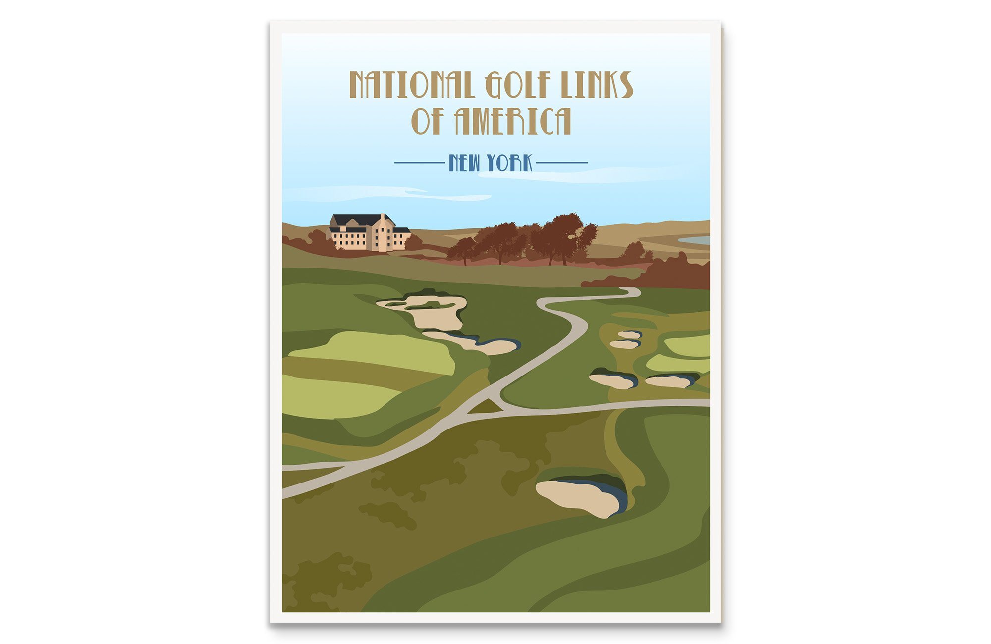 National Golf Links of America Poster, New York, Golf Clubs of America, Unframed Map World Vibe Studio 