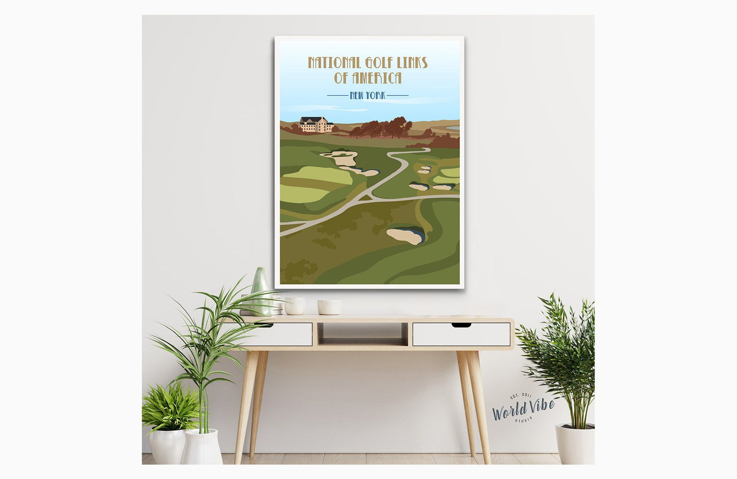 National Golf Links of America Poster, New York, Golf Clubs of America, Unframed Map World Vibe Studio 