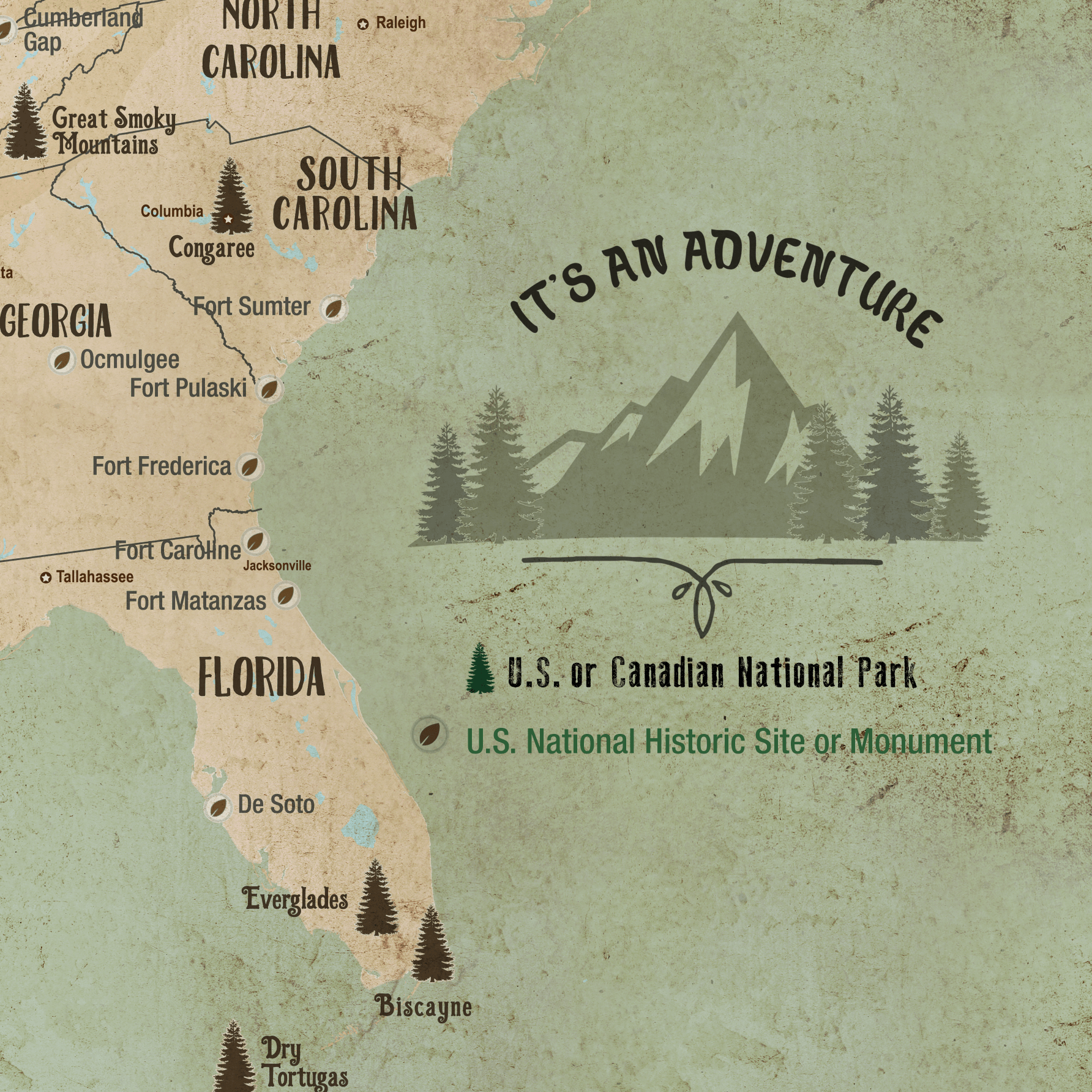 National Park Map, Rustic Map of 63 National Parks of USA, Framed Push Pin Canvas Map World Vibe Studio 