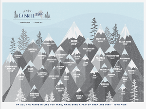 Catskills Hiking Decor Print, Catskill Mountain, Push Pin Board Map World Vibe Studio 12X16 ski-blue 