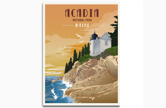 Acadia National Park, Maine, National Park Prints, Unframed Map World Vibe Studio 