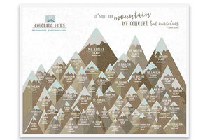 Colorado 14ers Wall Art, Mounted on foam, Includes Pins Map World Vibe Studio 11X14 Tan 