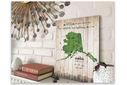 Alaska Map, State Park Map of Alaska, Canvas Map World Vibe Studio 