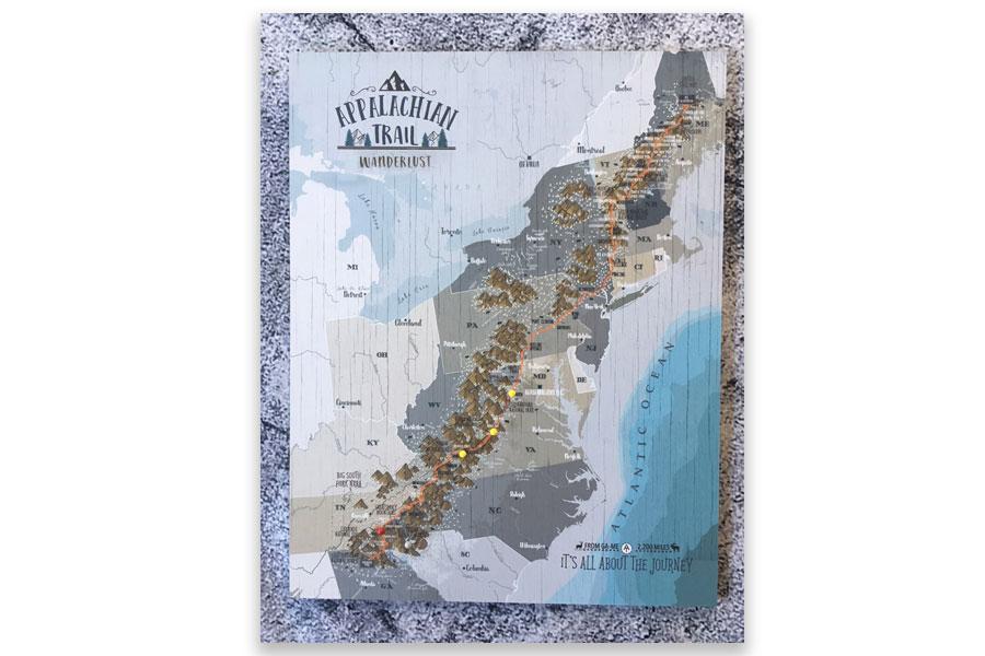 Appalachian Trail Map Push Pin Board Map World Vibe Studio 