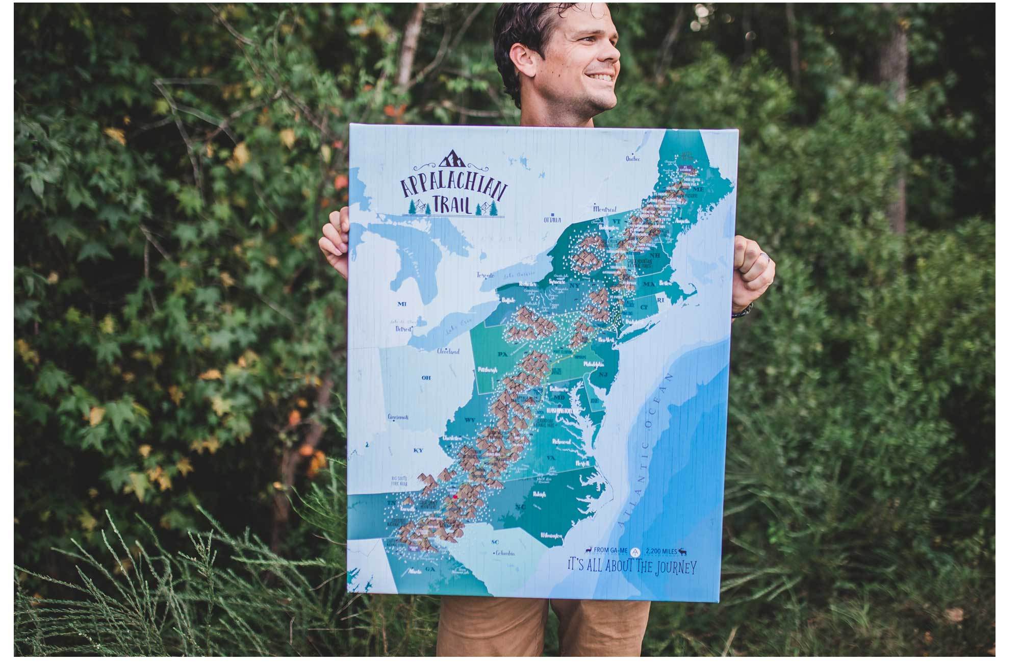 Appalachian Trail Map on Canvas, Push Pin Board, Track Your Adventures Map World Vibe Studio 