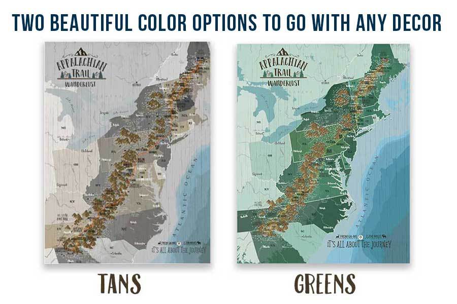 Appalachian Trail Map on Canvas, Push Pin Board, Track Your Adventures Map World Vibe Studio 