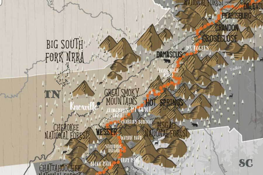 Appalachian Trail Map Poster, Color options available Map World Vibe Studio 