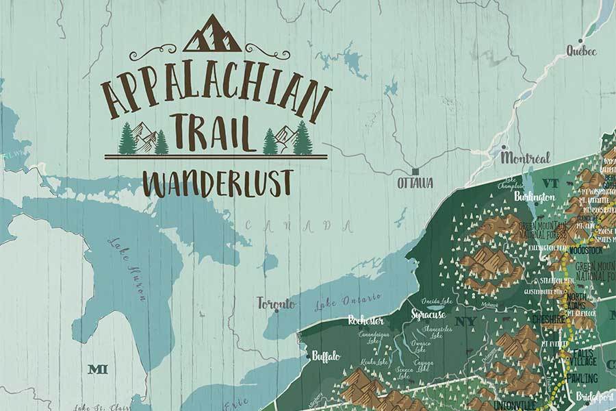 Appalachian Trail Map Poster, Color options available Map World Vibe Studio 