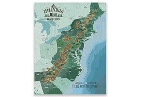 Appalachian Trail Map Poster, Color options available Map World Vibe Studio 12X16 Green 