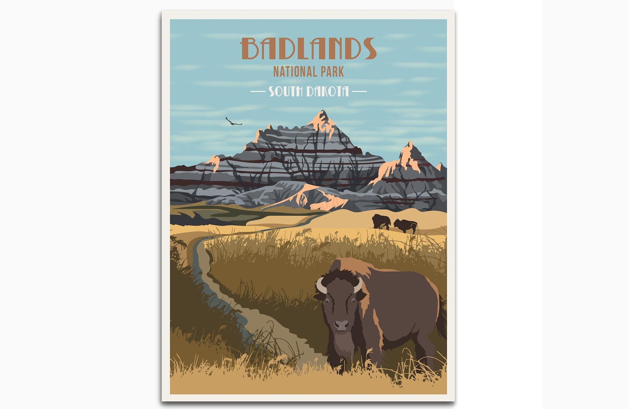 Badlands National Park, Utah, National Park Poster, Unframed Map World Vibe Studio 8X10 