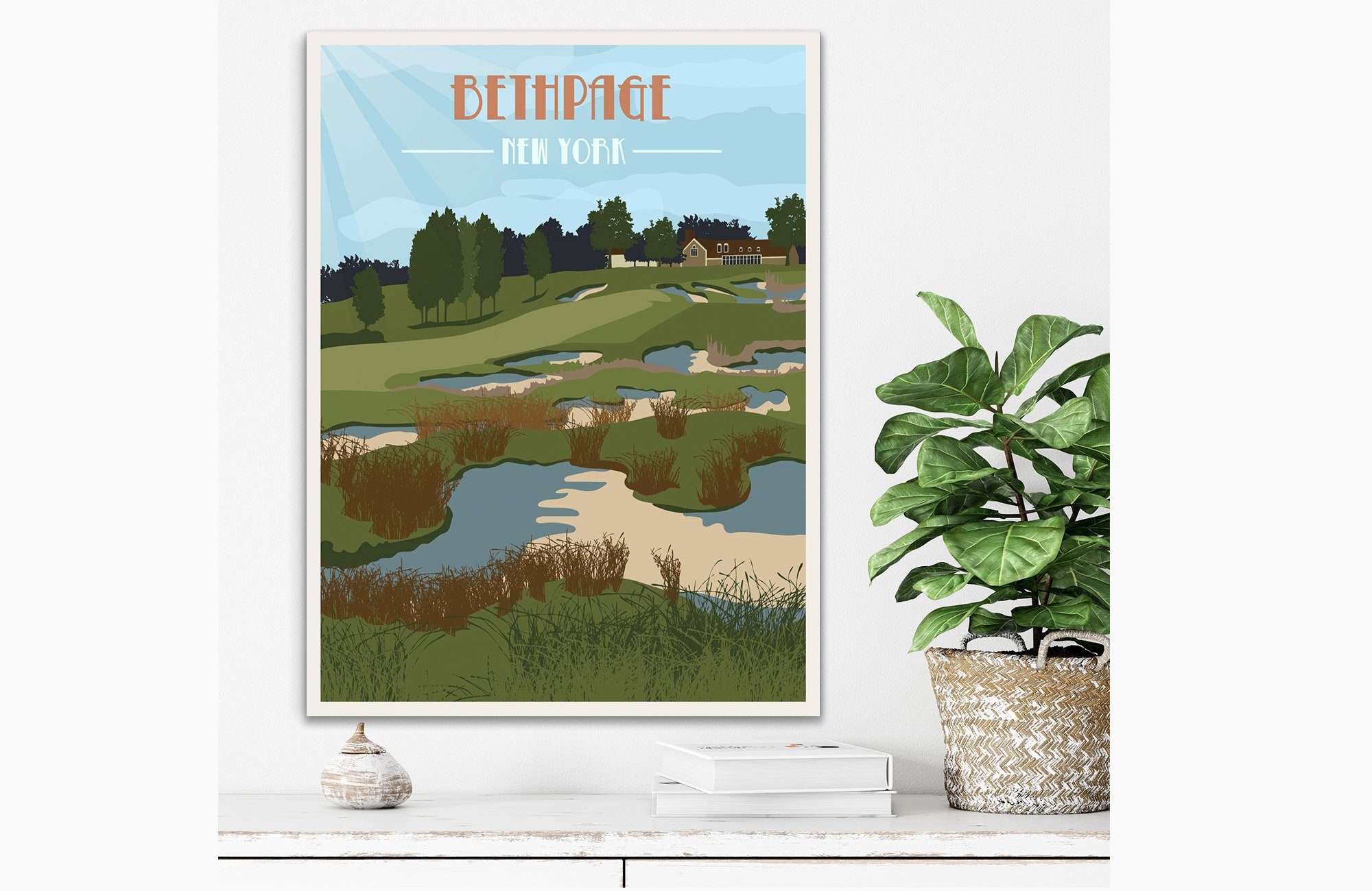 Bethpage Golf Club Poster, Poster, New York, Golf Clubs of America, Unframed Map World Vibe Studio 