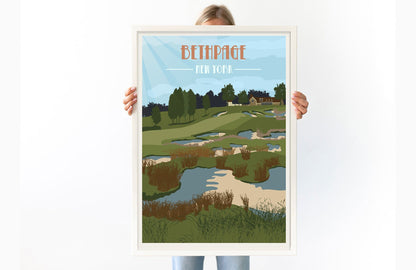 Bethpage Golf Club Poster, Poster, New York, Golf Clubs of America, Unframed Map World Vibe Studio 