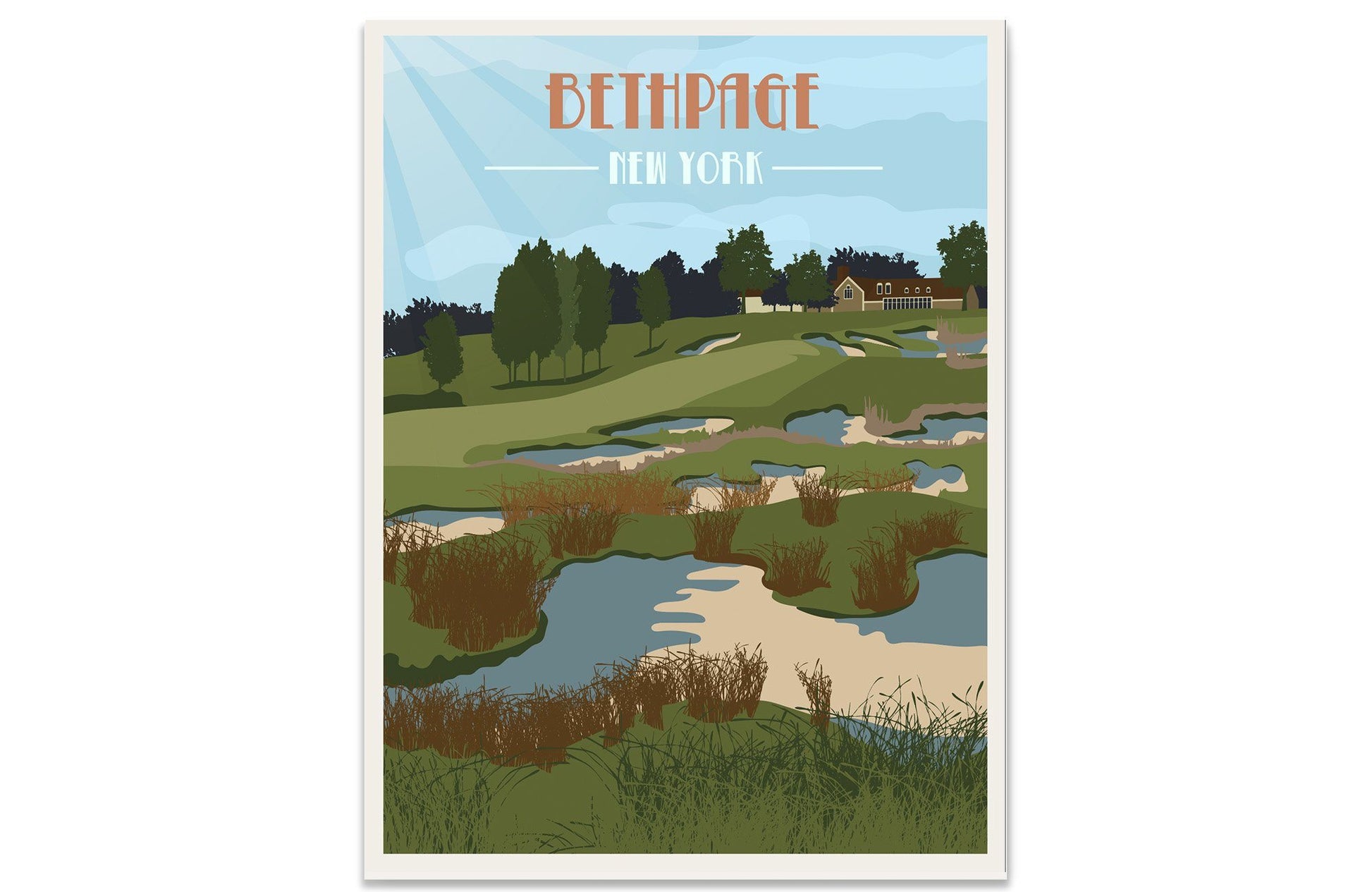 Bethpage Golf Club Poster, Poster, New York, Golf Clubs of America, Unframed Map World Vibe Studio 