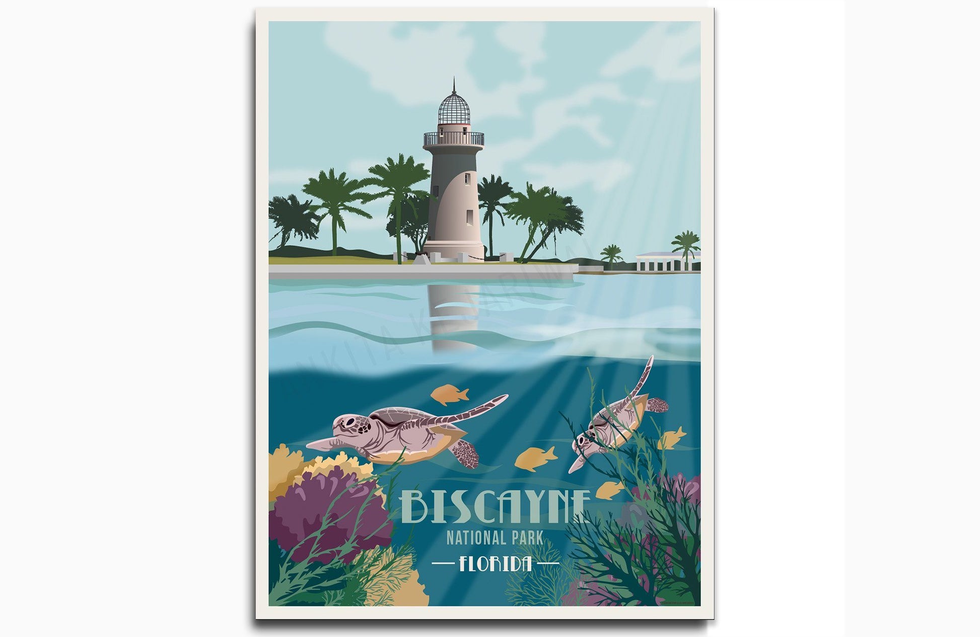 Biscayne National Park, Florida, National Park Poster, Unframed Map World Vibe Studio 8X10 