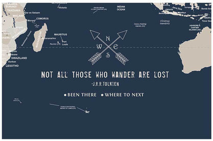 World Map Poster, Navy and Cream, Unframed Map World Vibe Studio 