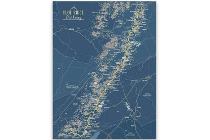 Blue Ridge Mountains Parkway, Framed Push Pin Map Map World Vibe Studio 16X24 deep-blue-br 