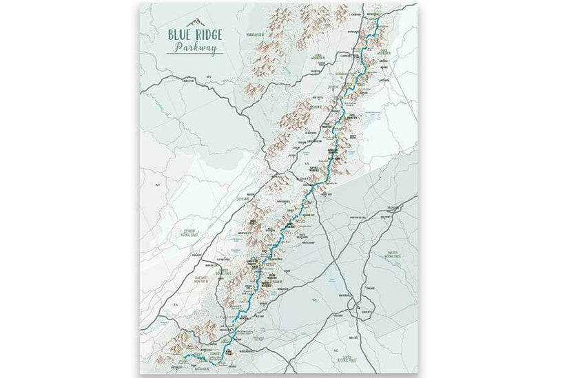 Blue Ridge Parkway Map Poster – World Vibe Studio