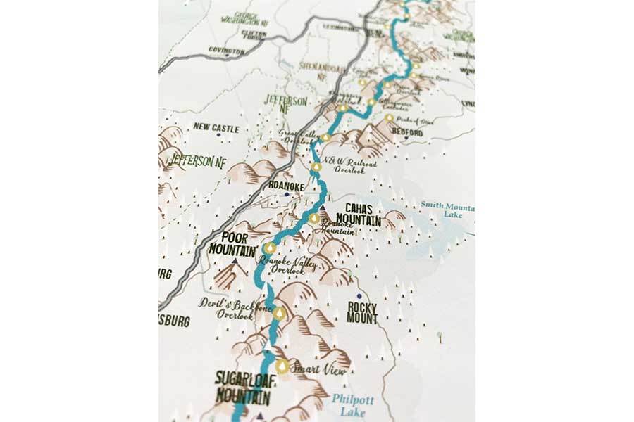 Blue Ridge Parkway Map Poster Map World Vibe Studio 