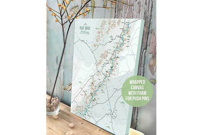 Blue Ridge Parkway Map, Canvas, Push Pin Board Map World Vibe Studio 
