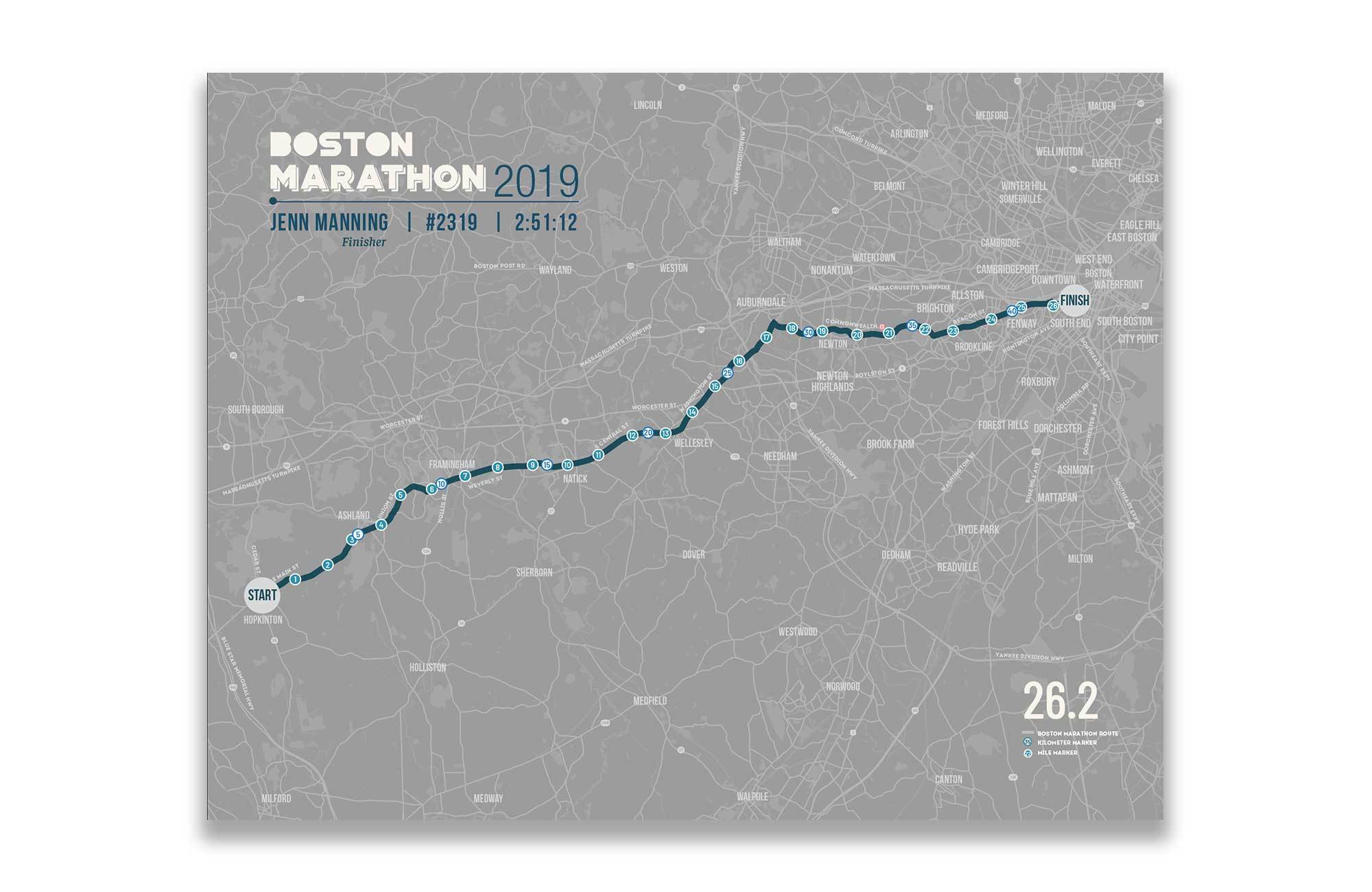 Boston Marathon Map Canvas, Many Sizes Map World Vibe Studio 12X16 Gray 