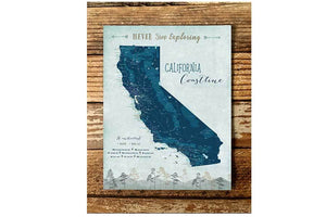 California Coast Line Map, Wall Art Map World Vibe Studio 