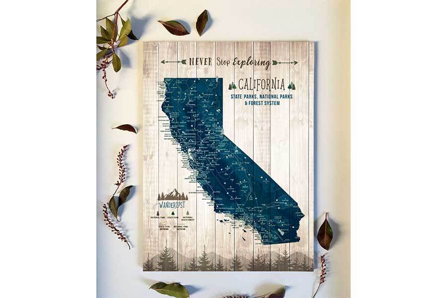 California State Park Map, Wall Art Map World Vibe Studio 