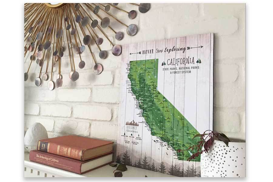 California State Park Map, Wall Art Map World Vibe Studio 