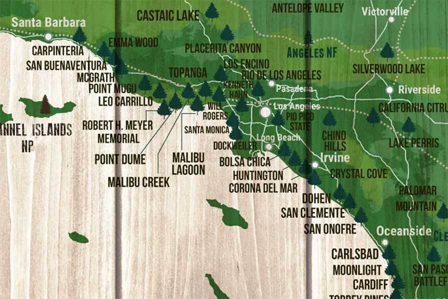 California State Park Map, Wall Art Map World Vibe Studio 