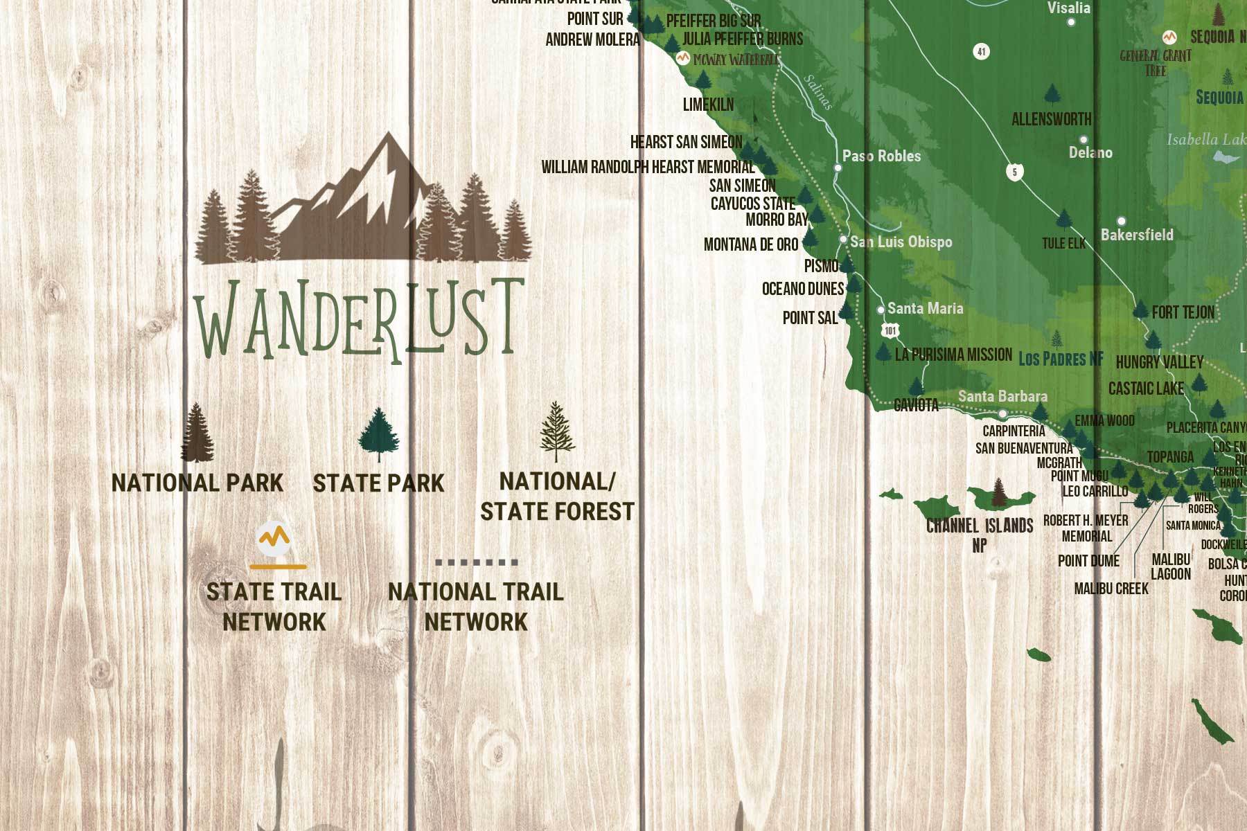 California State Park Map, Wall Art Map World Vibe Studio 