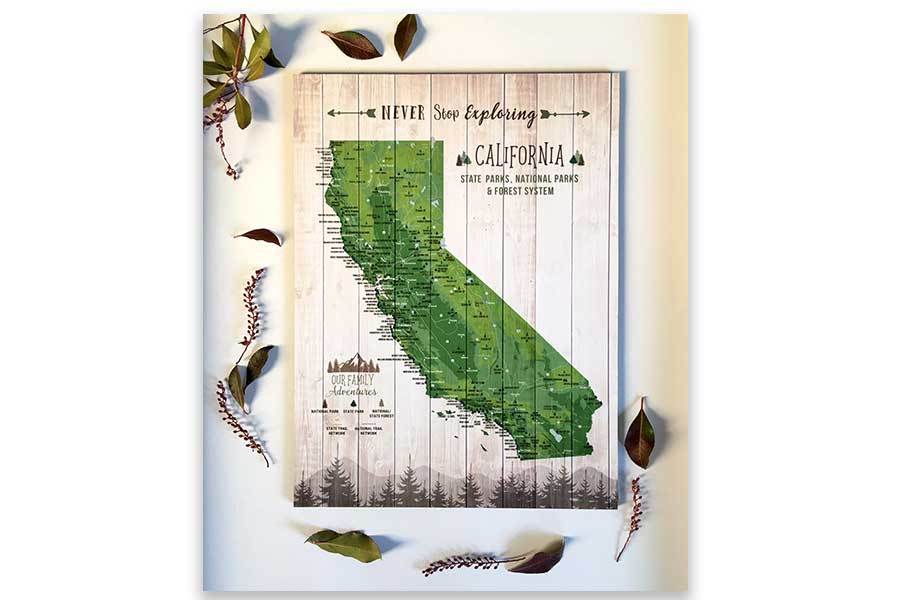 California State Park Map, Wall Art Map World Vibe Studio 