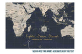 World Map on Canvas, Photo Board, Large, Pins included, 48 W X36 H Map World Vibe Studio 
