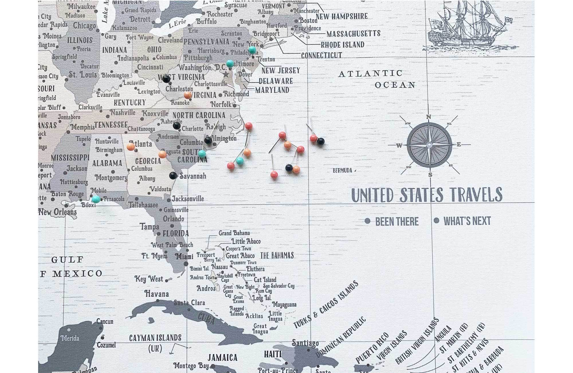 US Travel Map, Push Pin Travel Map, North America Map Map World Vibe Studio 