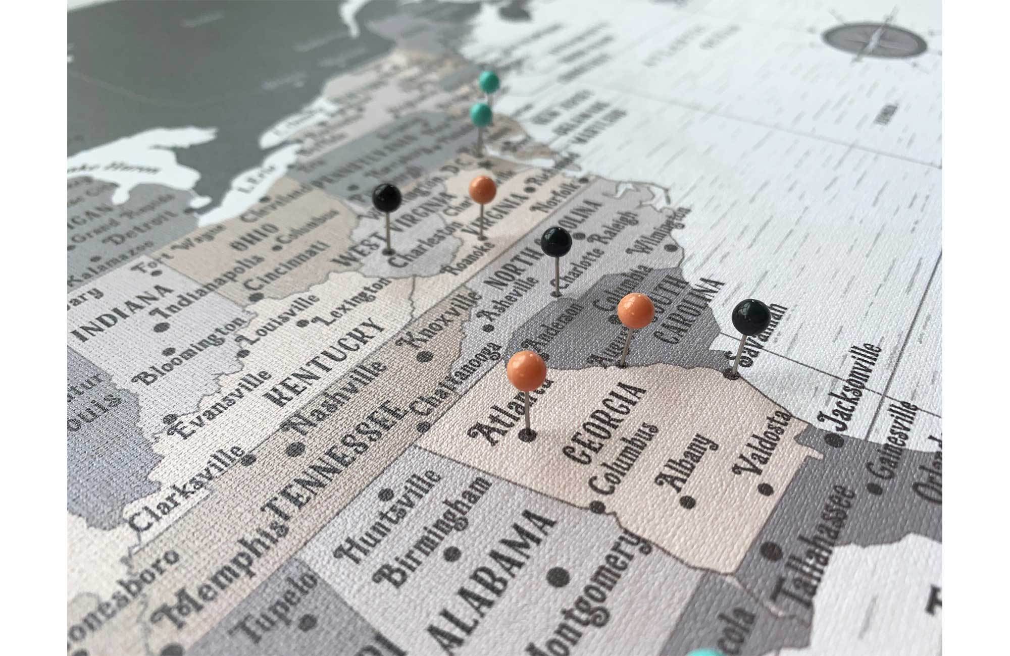 US Travel Map, Push Pin Travel Map, North America Map Map World Vibe Studio 