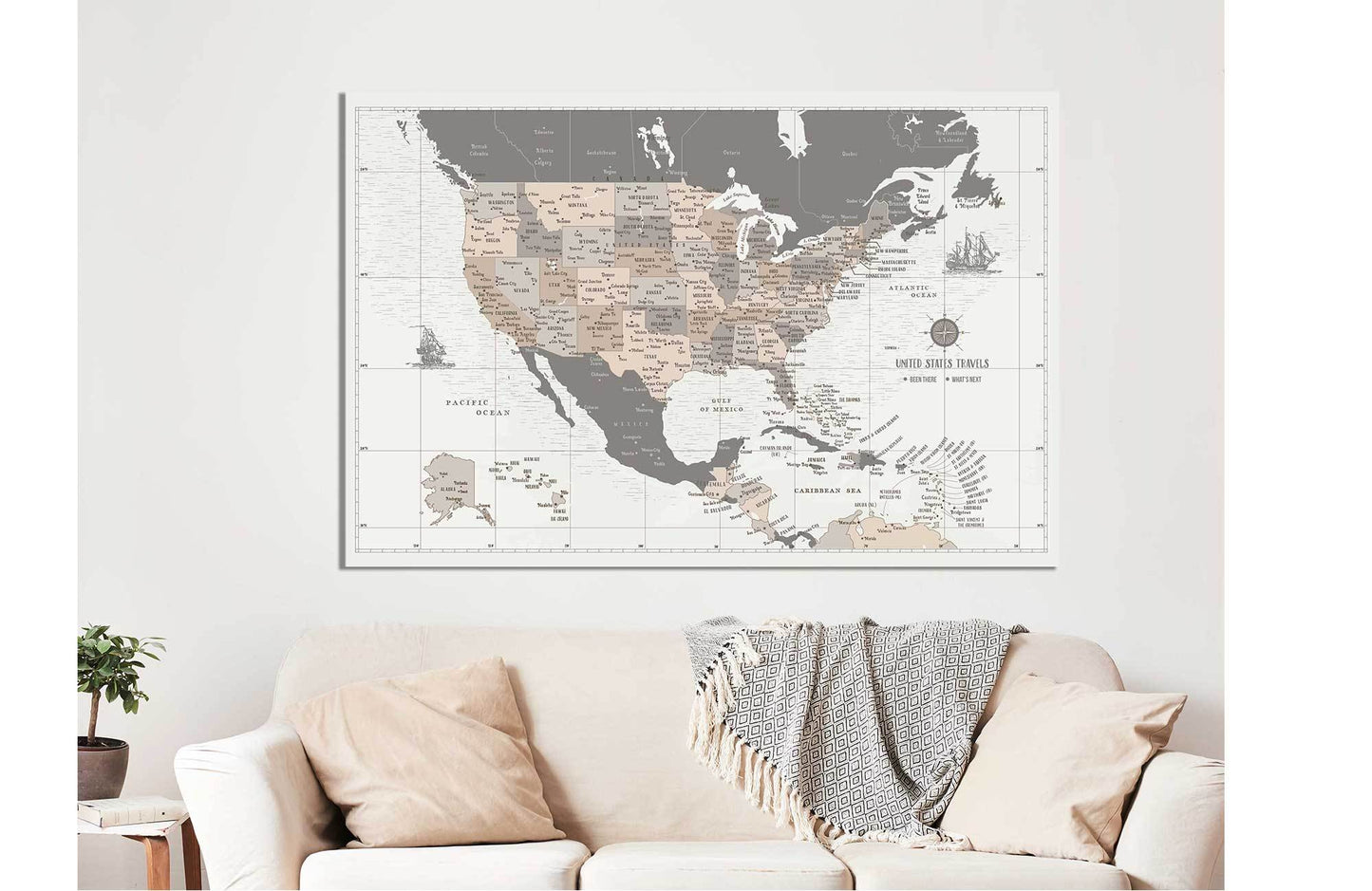 US Travel Map, Push Pin Travel Map, North America Map Map World Vibe Studio 
